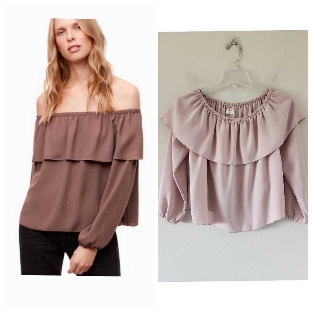 ARITZIA | Wilfred Morel Blouse Top Off Shoulder Pink Sz XS